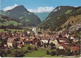 Alte Farbkarte mit Ortsansicht Grüsch (Prättigau)