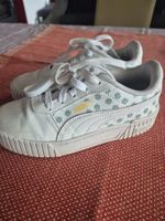 Tolle Puma Turnschuhe weiss Blumenmuster Grösse 33.