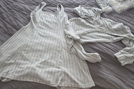 Sommer Set: Kleid und Bolero, grau, Grösse L 