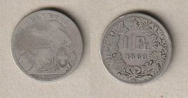 1 Franken 1860, sitzende Helvetia