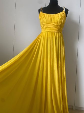 WALTER GROSS Couture Zürich, Gelbes Kleid mit Kettenträger