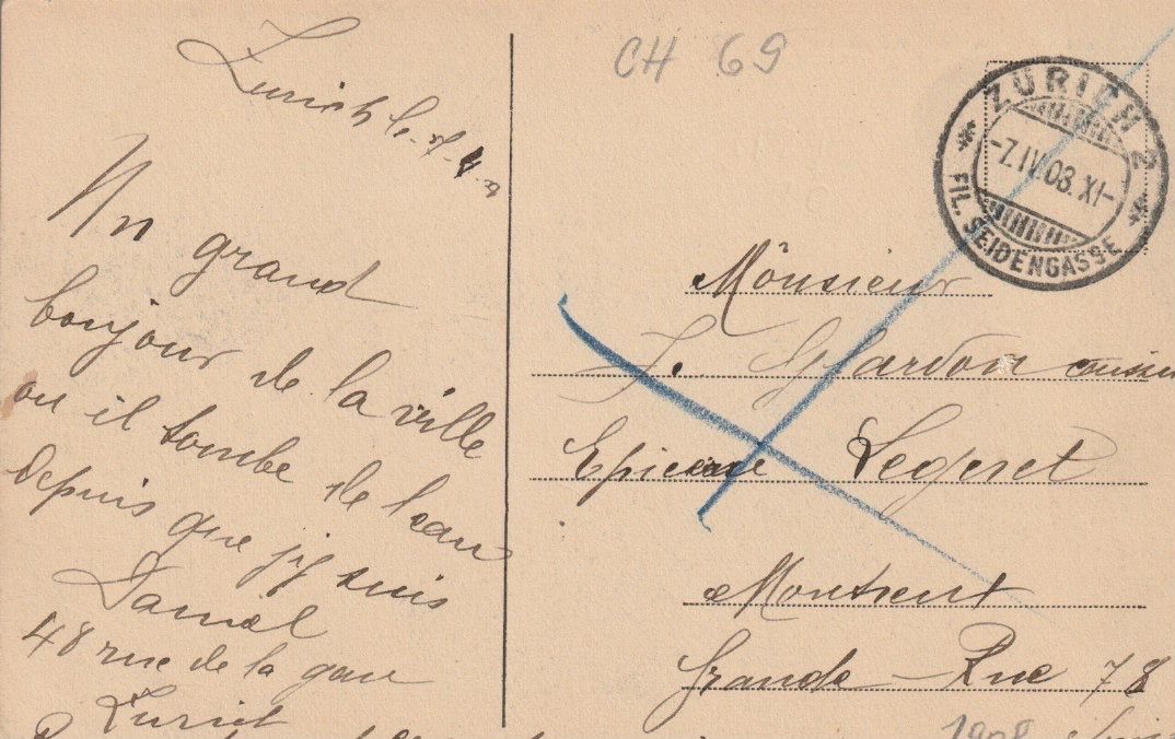 Cartoline postali: CH 69 Zürich vom Polytechnikum, 1908 – Usato da Freienbach venduto da Bhaltis 1