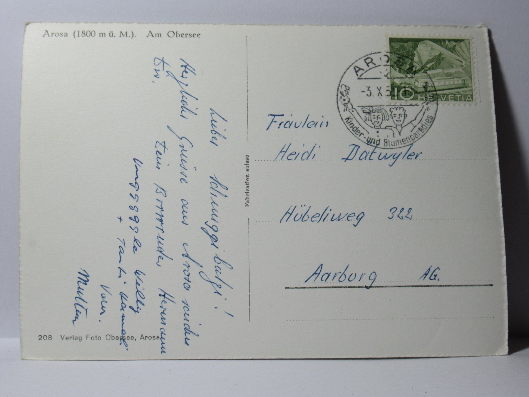Cartes postales: Arosa , Am Obersee , Hotel 1955 – D'occasion à Grenchen par Bluemchen1900 1