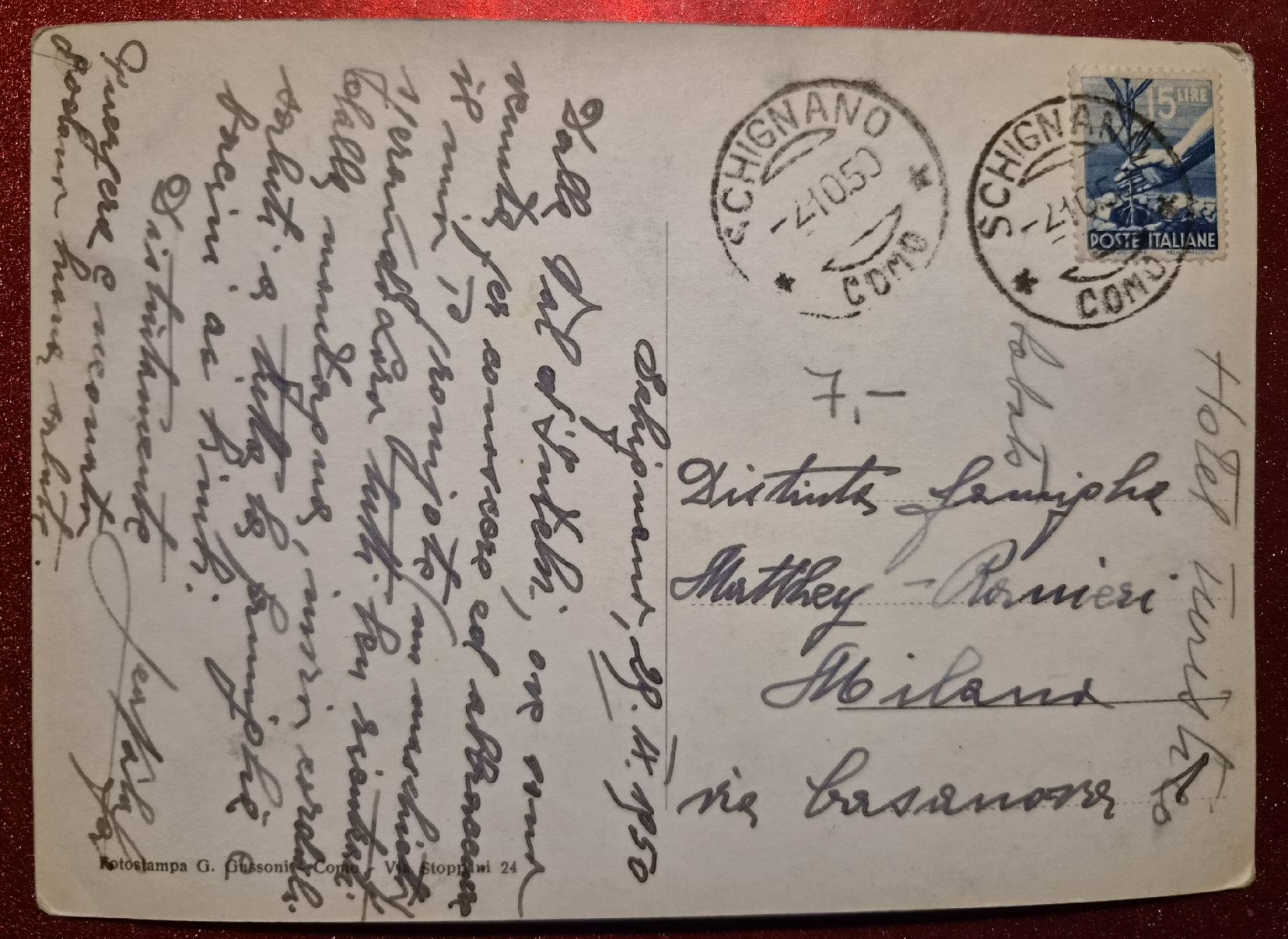 Cartoline postali: Schignano, Italien, rar 1950 – Usato da Melchnau venduto da Arthurius 1
