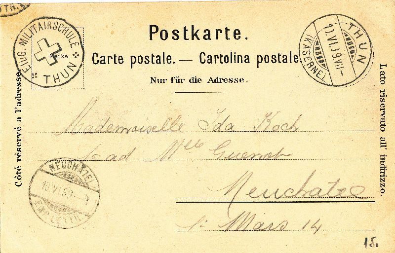 Cartoline postali: Thun - Litho + 1899 Feldpost – Usato da Emmenbrücke venduto da teestube 1
