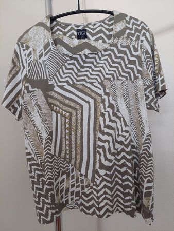 TIGI Shirt Gr. 42 100% Baumwolle olive, weiss wenigbeige