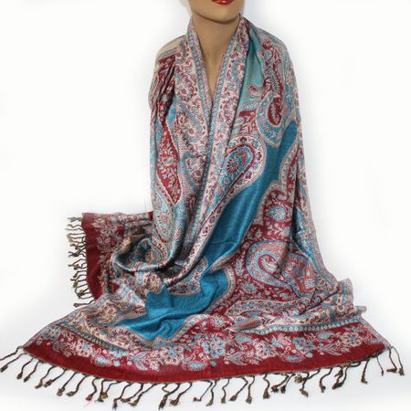 Damenschal Schal Viskose Paisley Pashmina 200x70 Türkis 522