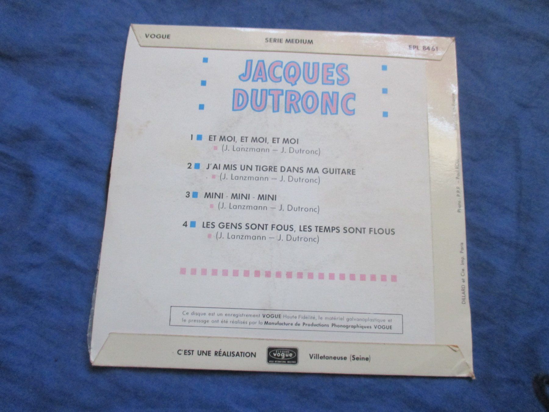 Dischi in vinile: Jacques Dutronc EP Et moi, et moi, et moi - Mini mini mini – Usato da Colombier NE venduto da nene288 1