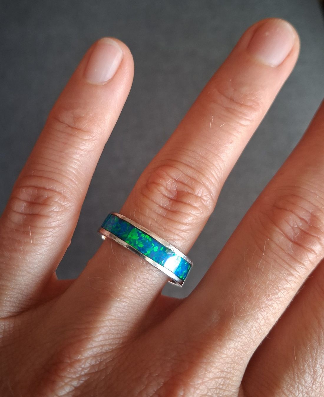 Anelli: Wunderschöner 925 Silberring mit blau-grünem Opal – Nuovo (secondo la descrizione) da Wald ZH venduto da e8e