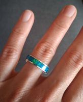 Wunderschöner 925 Silberring mit blau-grünem Opal
