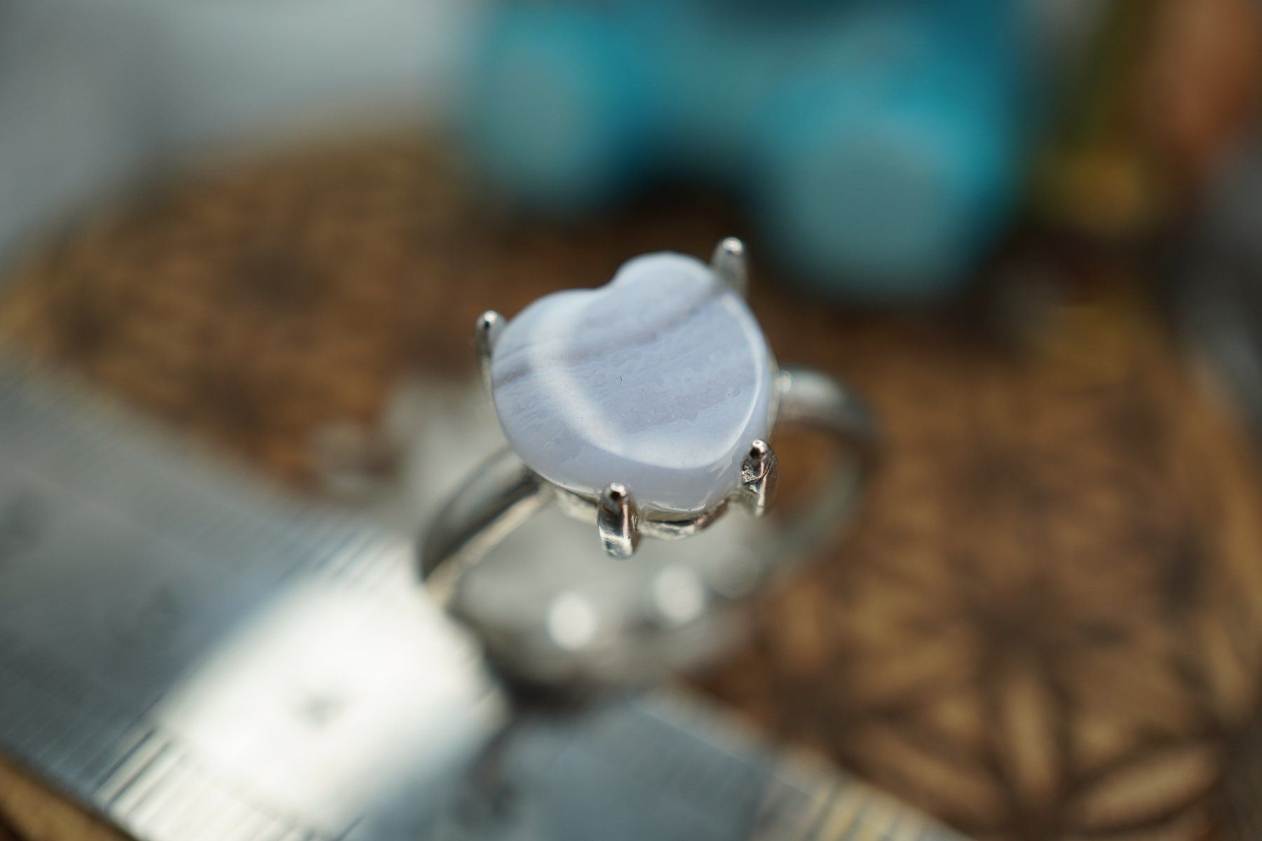 Minerali & Pietre curative: Chalcedon Herz ring Grösse  Variabel     (Räumung!) – Nuovo e nell'imballaggio originale da Eschenbach SG venduto da topstone 1