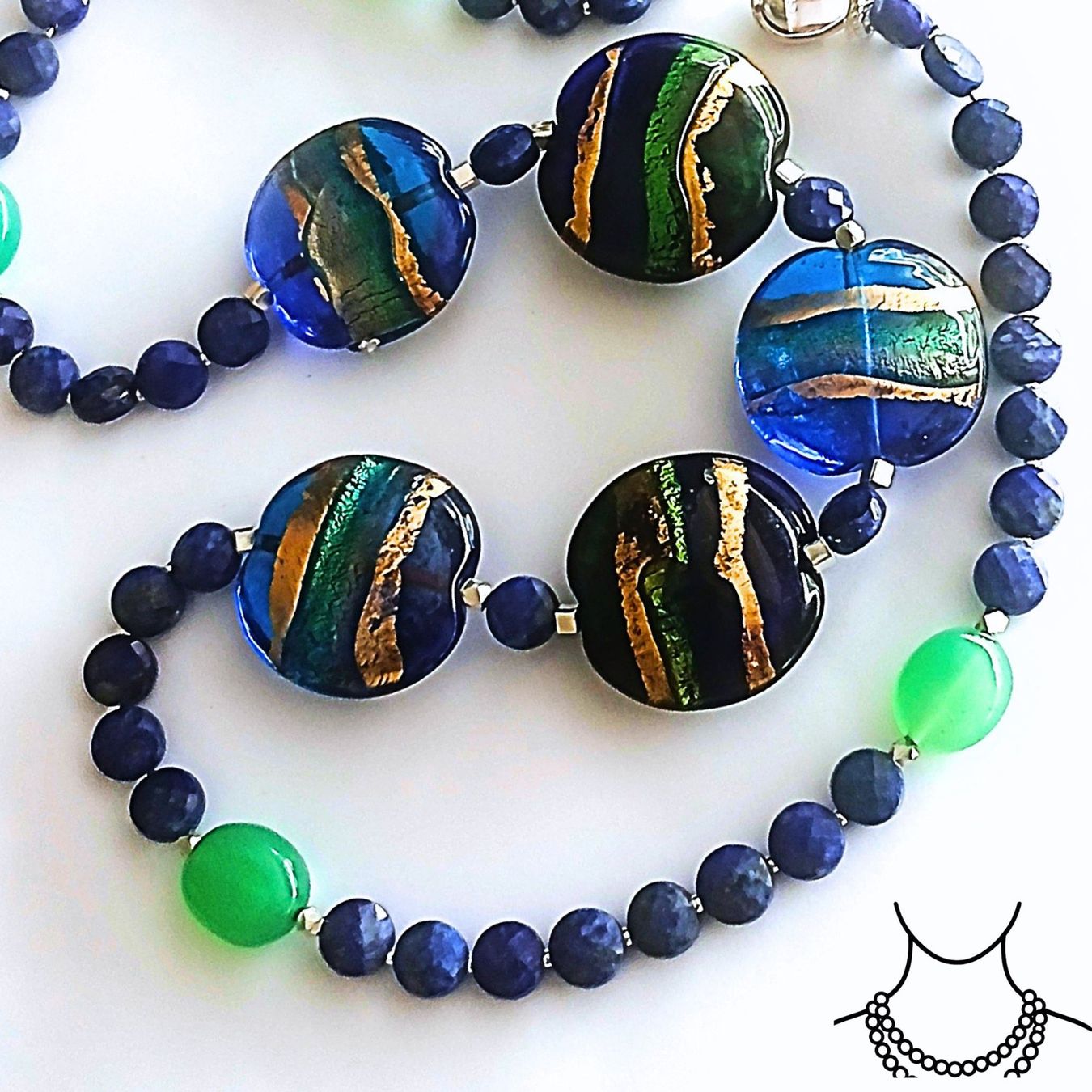 Colliers: Statement Lapislazuli Murano  Halskette blau Unikat bicolor – Neuf avec emballage d'origine à Lütisburg par Emarra 8