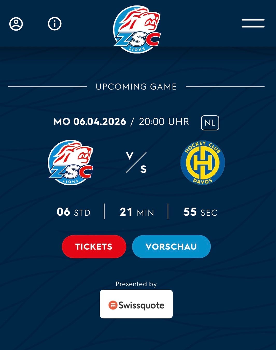 Tickets: ZSC - HC Davos (6.4.2026) / Sitzplatz – Gebraucht aus Uster von Dany1977
