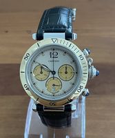 18K GOLD & STEEL PASHA DE CARTIER Ref. 1032 38mm revidiert
