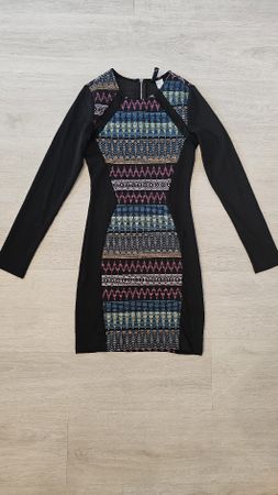 Kleid, Gr. XS, schwarz bunt gemustert