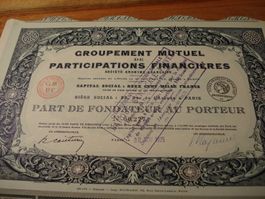 Alte Bankaktie Frankreich, 1925, Groupement Mutuel