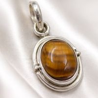 Tigerauge Anhänger  Silber 925 Sterlingsilber Oval modern