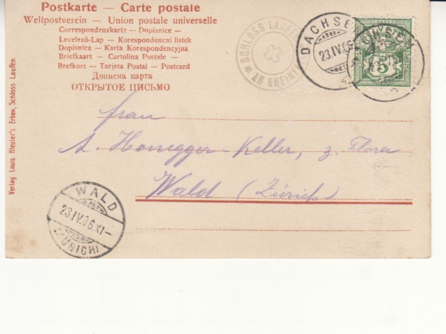 Cartoline postali: Rheinfall 1906 – Usato da Bürglen TG venduto da StampGraf 1