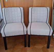 2 elegante Designer Polsterstühle Stoff beige / schwarz