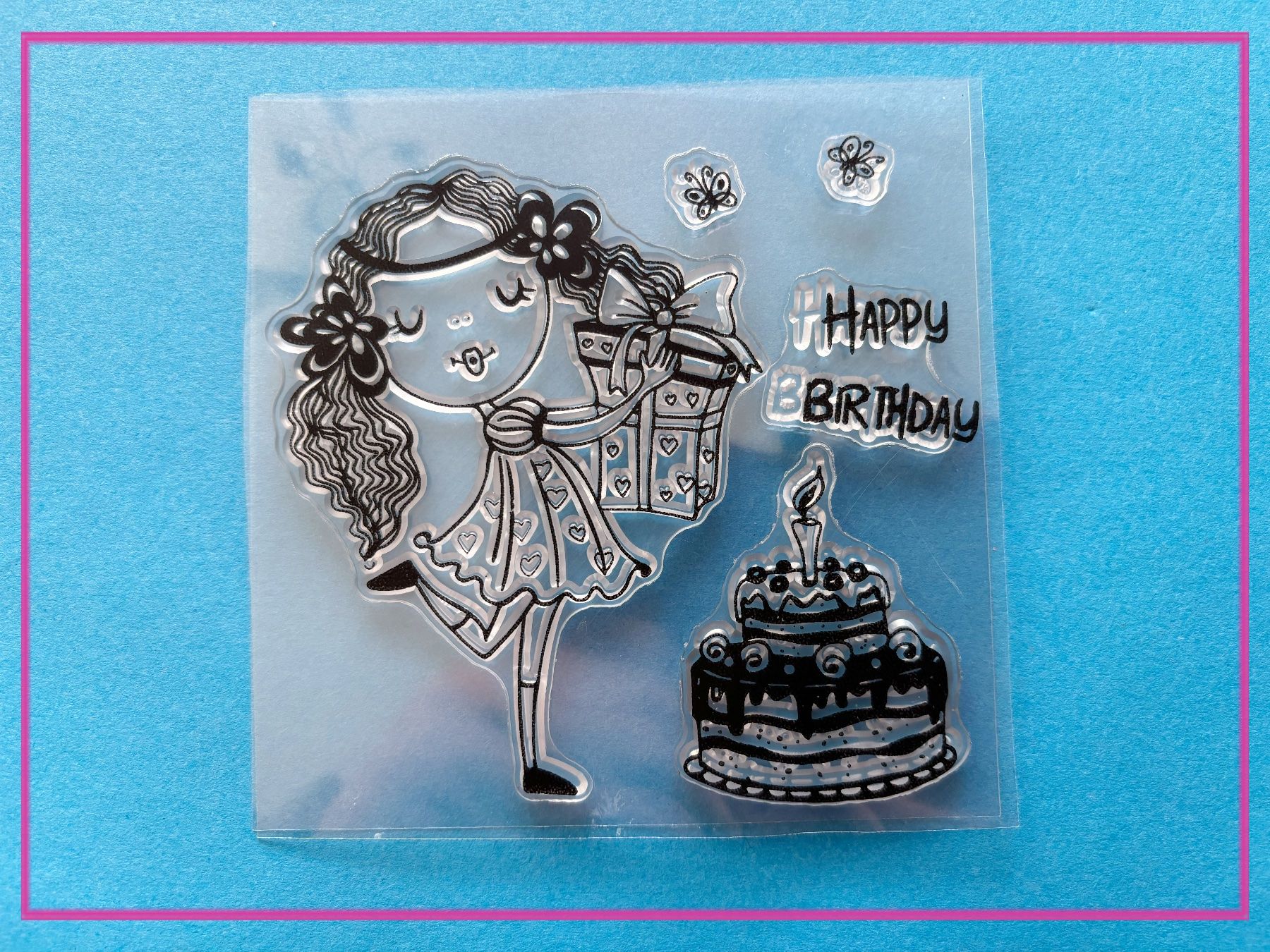 Timbri: Geburtstag, Mädchen Geschenk und Torte  - Silikonstempel – Nuovo e nell'imballaggio originale da Frenkendorf venduto da jazzplatten
