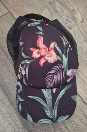 Baseball Cap Blumenmuster Schwarz Netz Grösse Verstellbar