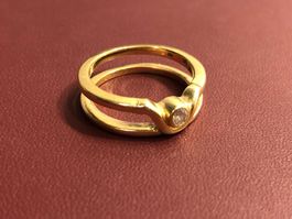 Damenring mit weissem Stein aus 18 Karat Gelbgold Au 750