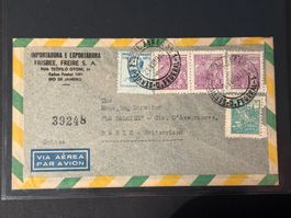 Luftpost R-Brief 1947 von Rio de Janeiro nach Basel