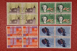 1958 334-337 Viererblock Ort-Ersttagsstempel