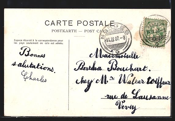 Cartoline postali: AK Morges, L'Eglise, 1907 – Usato da Berlin venduto da bartko-reher 1