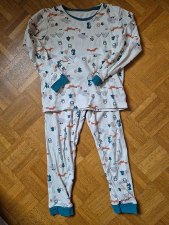 Pyjama creme mit Waldtieren, Gr. 130