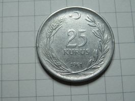 Türkei 25 Kuruş, 1961