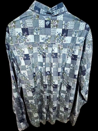 Chemises: TAKE OFF Patchwork Button-Down Hemd - Blau & Grau Blumenmust – D'occasion à Zug par vinokilo 3
