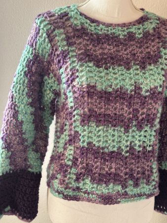 Maglione linea verticale lurex crochet uncinetto