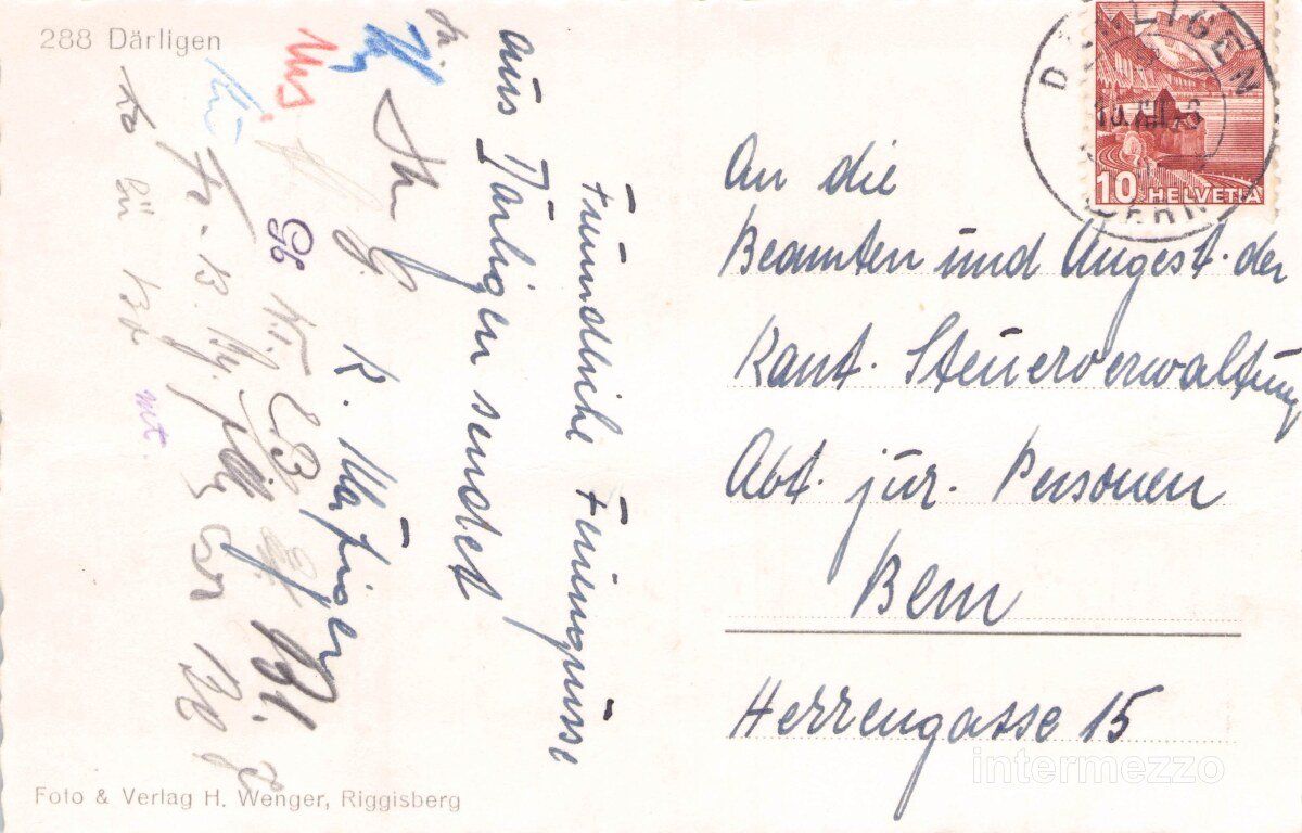 Cartoline postali: Därligen BE // 1946 Dorf Thunersee – Usato da Basel venduto da intermezzo12 1