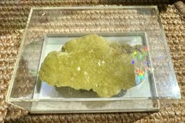 Mineralproben Schwefel Kristalle nat. mit Behälter 31g