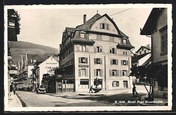 Ansichtskarten: Ennetbaden, Badstrasse mit Hotel Post un – Gebraucht aus Berlin von bartko-reher