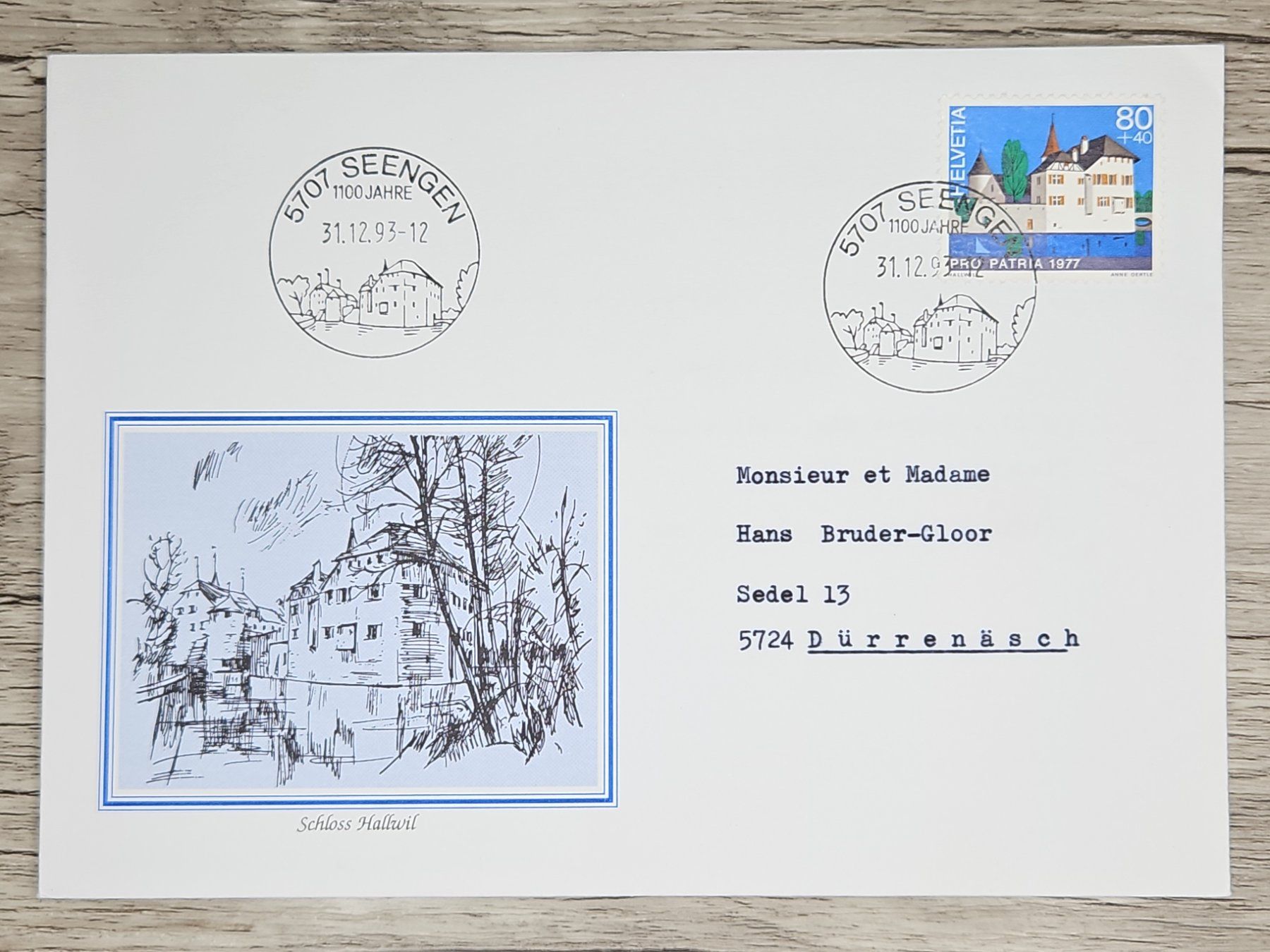 Alle Briefmarken: CL01 Enveloppe + Timbre Suisse 1993 – Gebraucht aus Cousset von Patrick_Collections