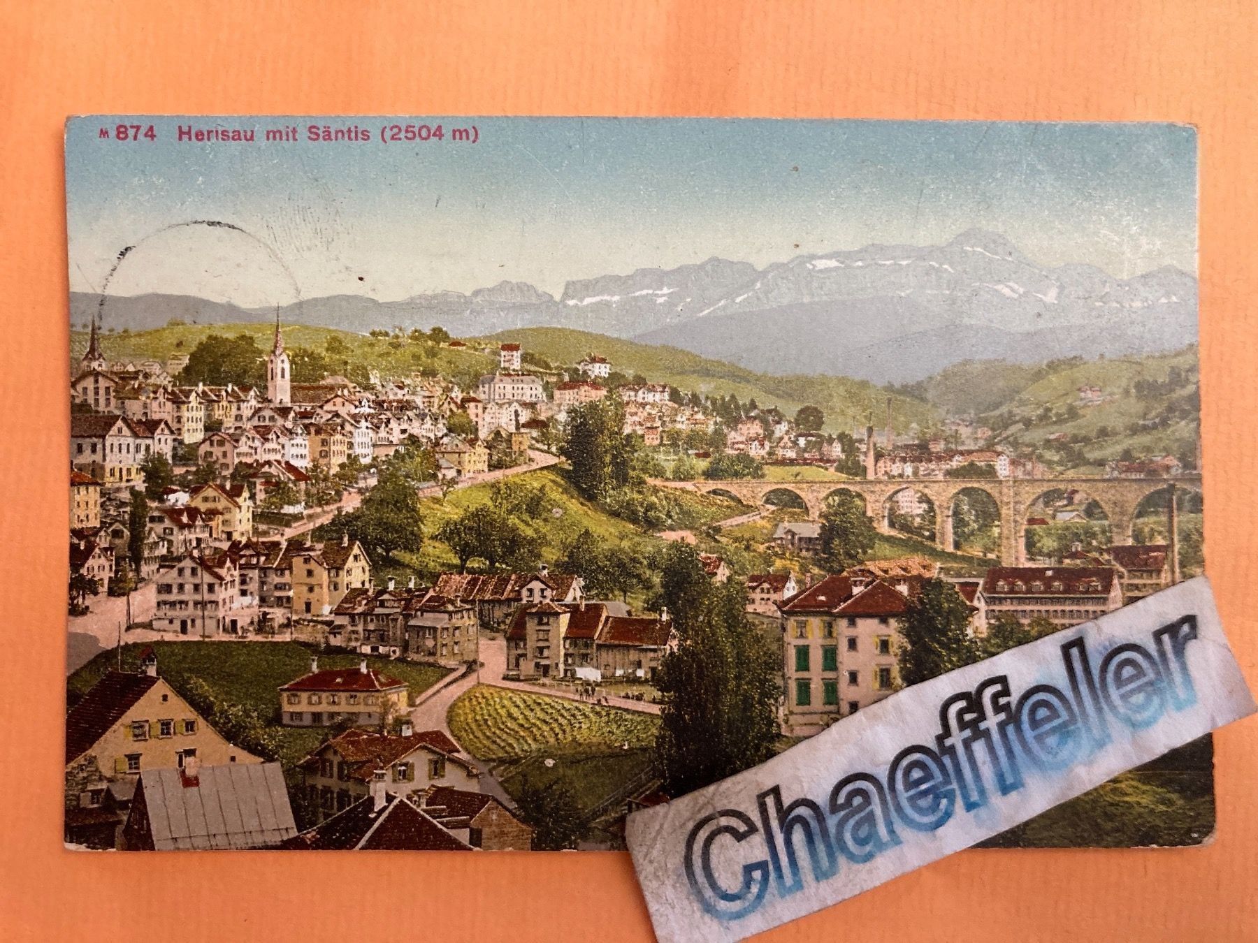 Cartoline postali: m 874 Herisau mit Säntis. 1912 – Usato da Zürich venduto da Chaeffeler