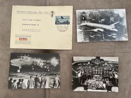 Fotos mit Couvert vom DC 4 Sonderflug Genf-NY von 1947 TOP!