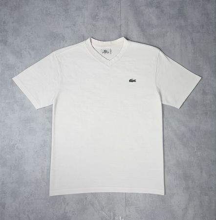 T-shirt Lacoste col V coton piqué blanc - XS #13