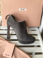 Miu Miu Grey Suede Ankle Boots Size 38,5