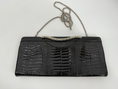 Elegante Vintage Leder Handtasche/ Clutch mit Kette