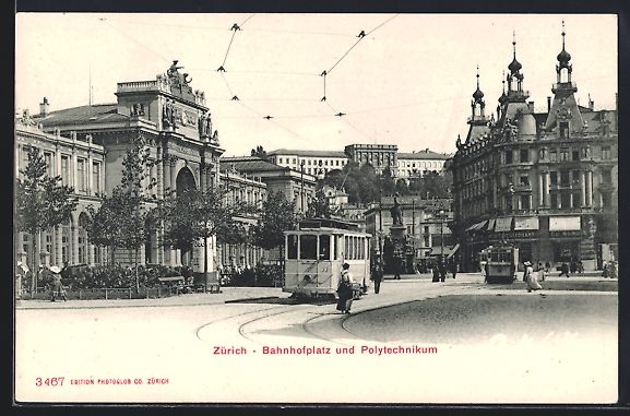 Cartes postales: Zürich, Bahnhofplatz und Polytechnikum, – D'occasion à Berlin par bartko-reher