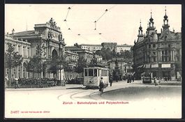 Zürich, Bahnhofplatz und Polytechnikum,