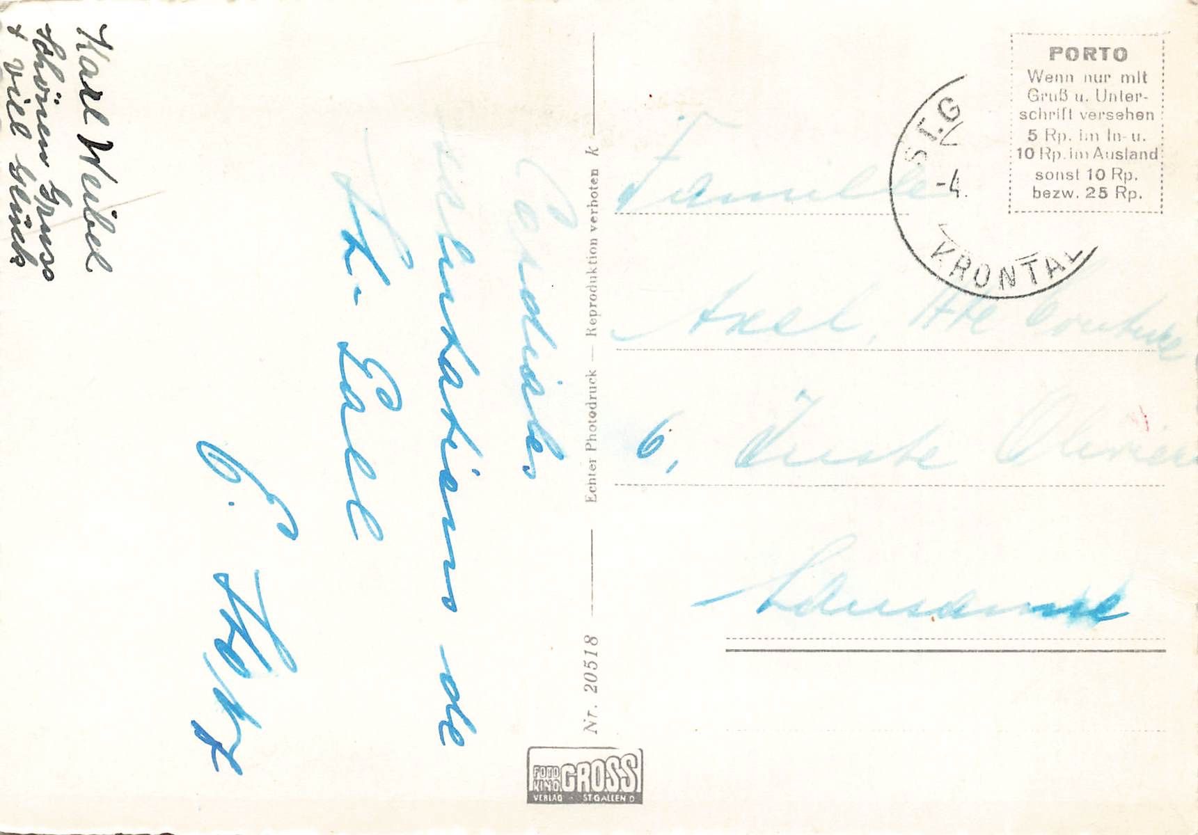 Cartoline postali: St. Gallen – Bahnhof und Postgebäude Tram G – Usato da Biasca venduto da Blenio71 1