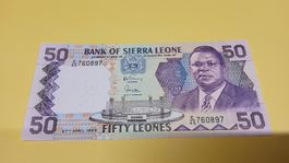 50 Leones Sierra Leone Banknoten 1989