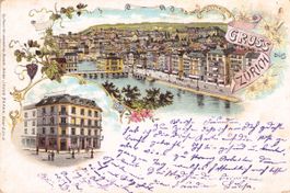 Zürich // 1898 Litho Eckhaus J. Brann Gruss aus Zürich