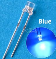 100Stk 3mm Flachkopf LED blau Neu!