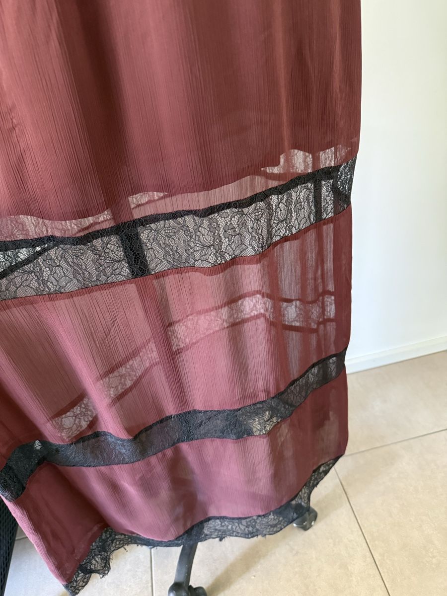 H&M Vestiti: H&M Langes Kleid Bordeaux Spitze elegant Chiffon, Gr. L – Usato da Lugano venduto da rebecca.wardrobe 4