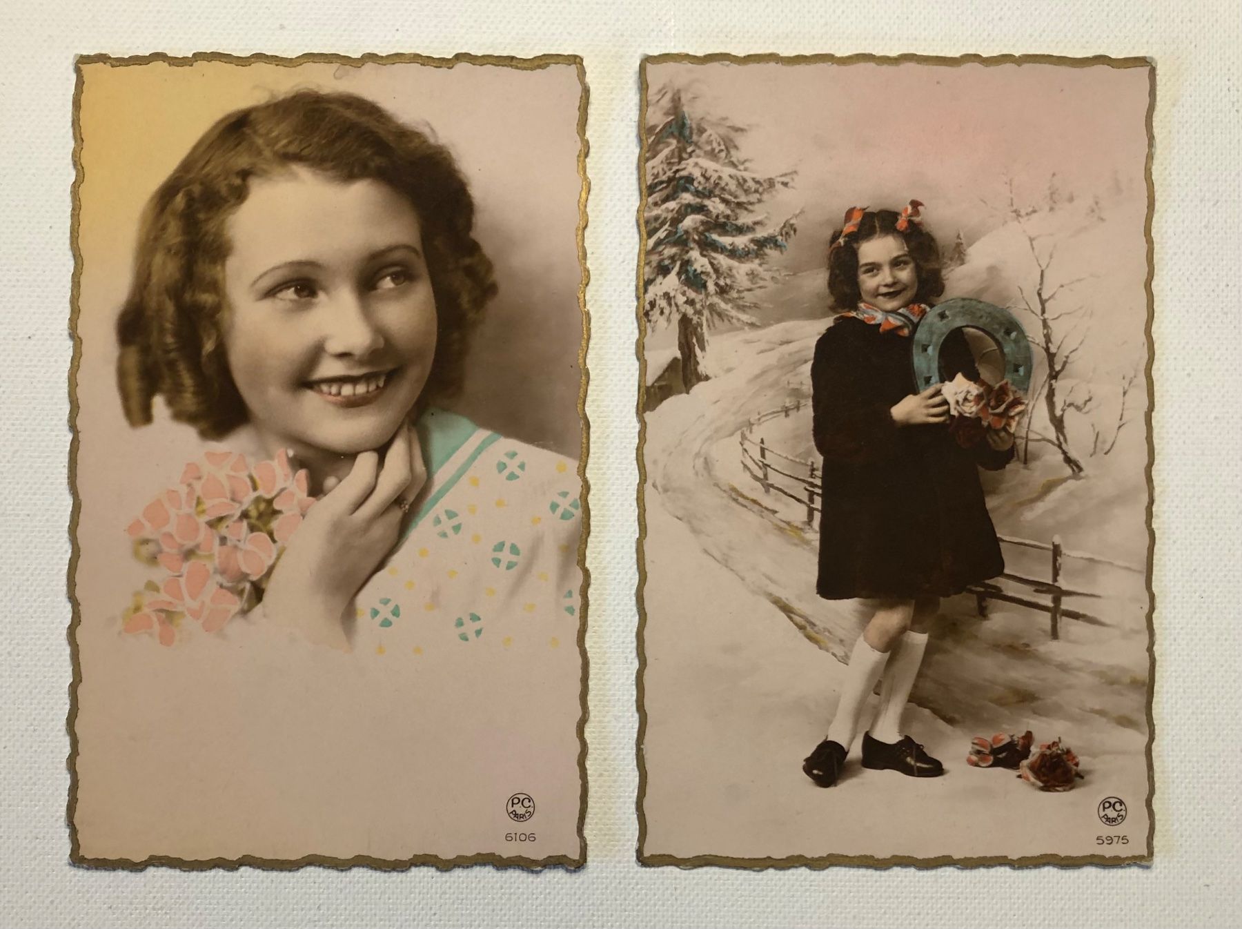 Cartoline postali: Zwei kolorierte Ansichtskarten um 1925 Frankreich Winter – Usato da Zürich venduto da rsa_dv8r